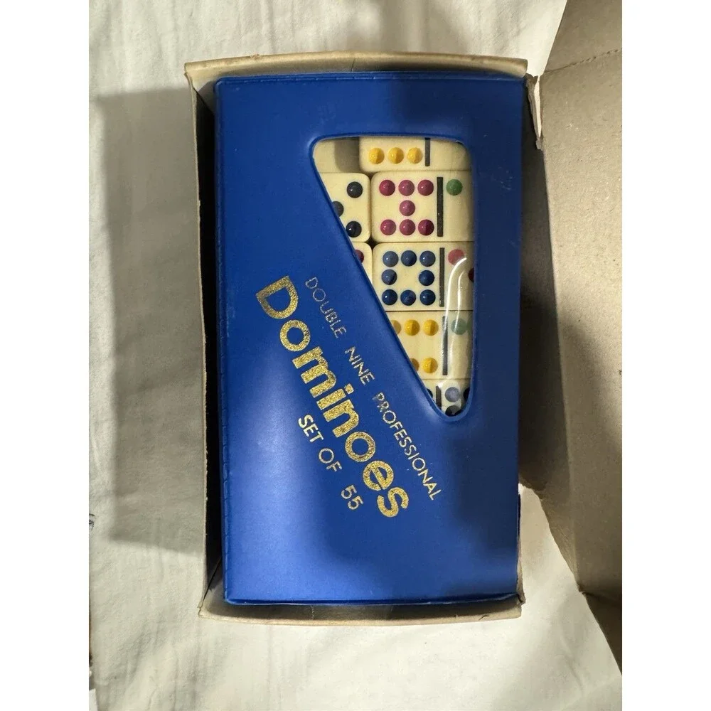 Double Nine Dominoes Professional Color Dots set of 55 Fame 1993 9952MX